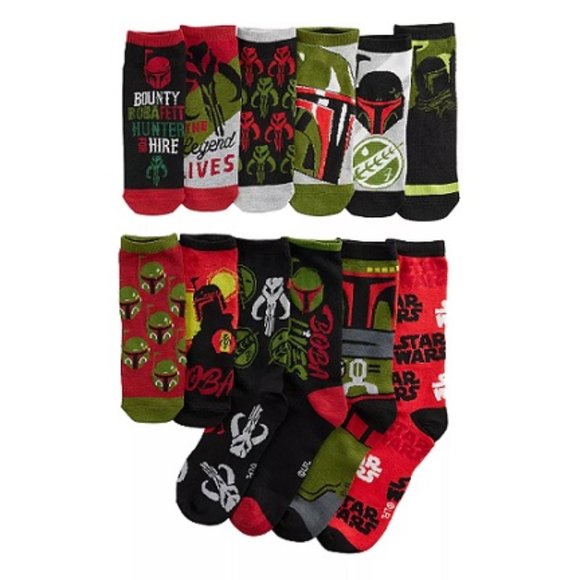 Men's 12 Days of Socks Star Wars Book Of Boba Fett Crew/Low Cut Socks - Picture 1 of 1